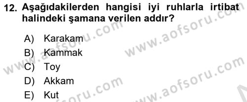 Mitoloji ve Din Dersi Ara Sınavı Deneme Sınav Soruları 12. Soru