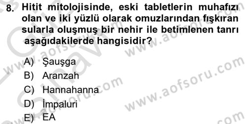Mitoloji ve Din Dersi Ara Sınavı Deneme Sınav Soruları 8. Soru