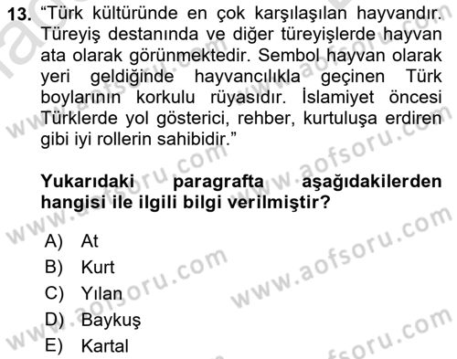 Mitoloji ve Din Dersi 2021 - 2022 Yılı (Final) Dönem Sonu Sınav Soruları 13. Soru