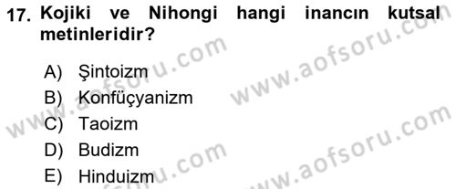 Mitoloji ve Din Dersi 2021 - 2022 Yılı (Final) Dönem Sonu Sınav Soruları 17. Soru