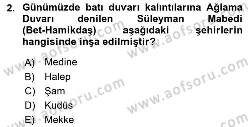 Mitoloji ve Din Dersi 2021 - 2022 Yılı (Final) Dönem Sonu Sınav Soruları 2. Soru
