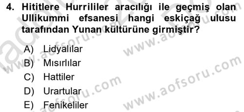 Mitoloji ve Din Dersi 2021 - 2022 Yılı (Final) Dönem Sonu Sınav Soruları 4. Soru