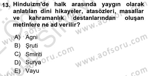 Mitoloji ve Din Dersi 2021 - 2022 Yılı Yaz Okulu Sınav Soruları 13. Soru