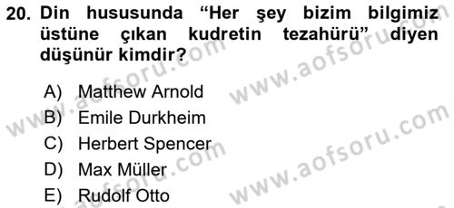 Mitoloji ve Din Dersi 2021 - 2022 Yılı Yaz Okulu Sınav Soruları 20. Soru
