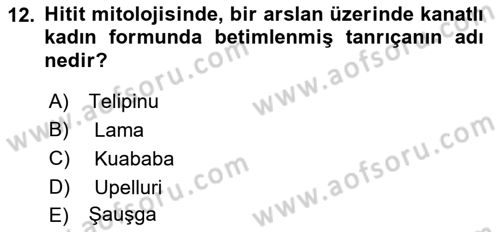 Mitoloji ve Din Dersi 2022 - 2023 Yılı (Vize) Ara Sınav Soruları 12. Soru