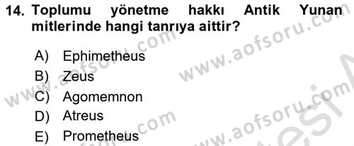 Mitoloji ve Din Dersi 2022 - 2023 Yılı (Vize) Ara Sınav Soruları 14. Soru