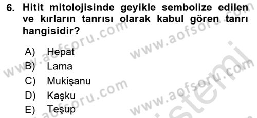 Mitoloji ve Din Dersi 2022 - 2023 Yılı (Vize) Ara Sınav Soruları 6. Soru