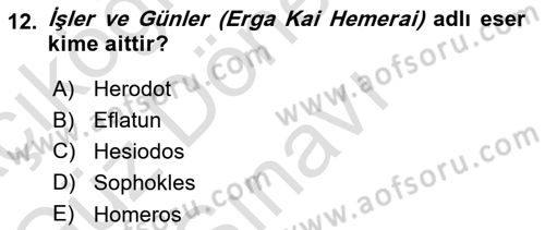 Mitoloji ve Din Dersi 2022 - 2023 Yılı (Final) Dönem Sonu Sınav Soruları 12. Soru
