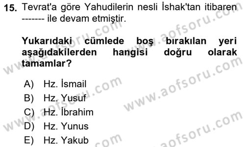 Mitoloji ve Din Dersi 2022 - 2023 Yılı (Final) Dönem Sonu Sınav Soruları 15. Soru