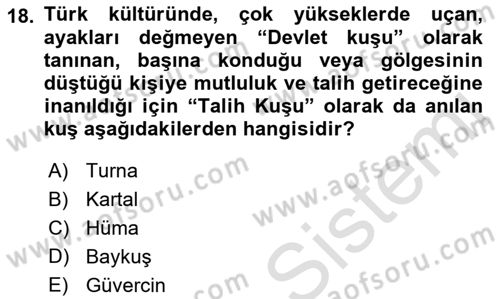 Mitoloji ve Din Dersi 2022 - 2023 Yılı (Final) Dönem Sonu Sınav Soruları 18. Soru