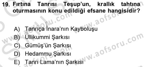 Mitoloji ve Din Dersi 2022 - 2023 Yılı (Final) Dönem Sonu Sınav Soruları 19. Soru