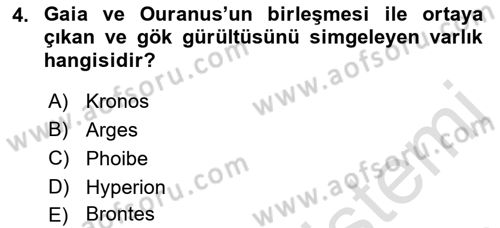 Mitoloji ve Din Dersi 2022 - 2023 Yılı (Final) Dönem Sonu Sınav Soruları 4. Soru