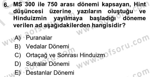 Mitoloji ve Din Dersi 2022 - 2023 Yılı (Final) Dönem Sonu Sınav Soruları 6. Soru