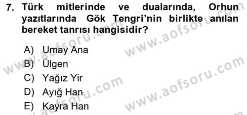 Mitoloji ve Din Dersi 2022 - 2023 Yılı (Final) Dönem Sonu Sınav Soruları 7. Soru