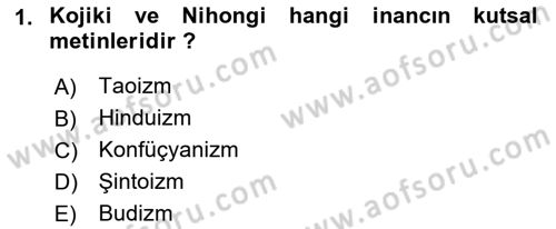 Mitoloji ve Din Dersi 2022 - 2023 Yılı Yaz Okulu Sınav Soruları 1. Soru