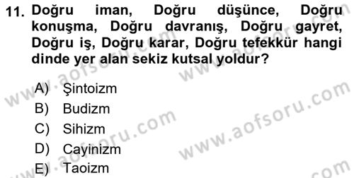 Mitoloji ve Din Dersi 2022 - 2023 Yılı Yaz Okulu Sınav Soruları 11. Soru