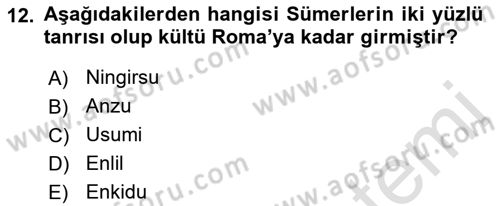 Mitoloji ve Din Dersi 2022 - 2023 Yılı Yaz Okulu Sınav Soruları 12. Soru