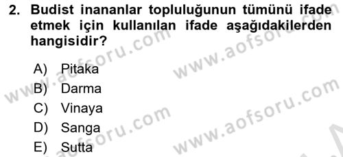 Mitoloji ve Din Dersi 2022 - 2023 Yılı Yaz Okulu Sınav Soruları 2. Soru