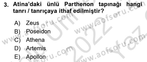 Mitoloji ve Din Dersi 2022 - 2023 Yılı Yaz Okulu Sınav Soruları 3. Soru
