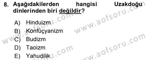 Mitoloji ve Din Dersi 2022 - 2023 Yılı Yaz Okulu Sınav Soruları 8. Soru