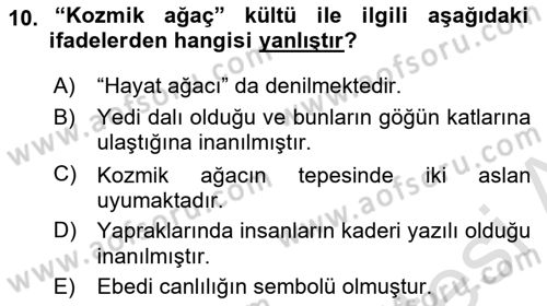 Mitoloji ve Din Dersi 2023 - 2024 Yılı (Vize) Ara Sınav Soruları 10. Soru