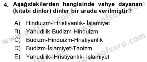 Mitoloji ve Din Dersi 2023 - 2024 Yılı (Vize) Ara Sınav Soruları 4. Soru