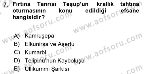 Mitoloji ve Din Dersi 2023 - 2024 Yılı (Vize) Ara Sınav Soruları 7. Soru