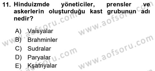Mitoloji ve Din Dersi 2023 - 2024 Yılı (Final) Dönem Sonu Sınav Soruları 11. Soru