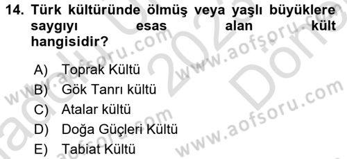 Mitoloji ve Din Dersi 2023 - 2024 Yılı (Final) Dönem Sonu Sınav Soruları 14. Soru