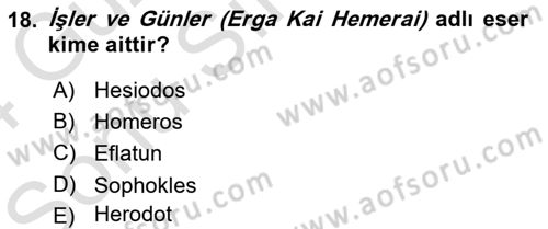 Mitoloji ve Din Dersi 2023 - 2024 Yılı (Final) Dönem Sonu Sınav Soruları 18. Soru