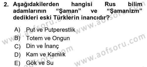 Mitoloji ve Din Dersi 2023 - 2024 Yılı (Final) Dönem Sonu Sınav Soruları 2. Soru