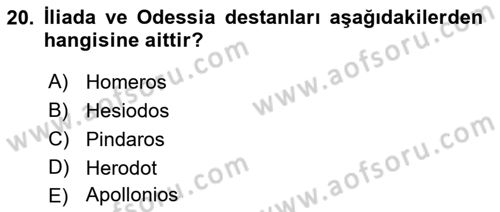 Mitoloji ve Din Dersi 2023 - 2024 Yılı (Final) Dönem Sonu Sınav Soruları 20. Soru