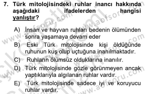 Mitoloji ve Din Dersi 2023 - 2024 Yılı (Final) Dönem Sonu Sınav Soruları 7. Soru