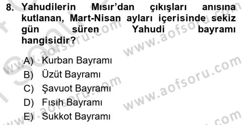 Mitoloji ve Din Dersi 2023 - 2024 Yılı (Final) Dönem Sonu Sınav Soruları 8. Soru