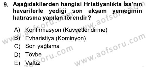 Mitoloji ve Din Dersi 2023 - 2024 Yılı (Final) Dönem Sonu Sınav Soruları 9. Soru