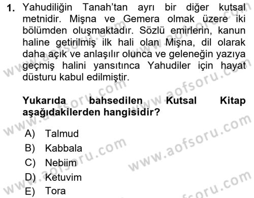Mitoloji ve Din Dersi 2023 - 2024 Yılı Yaz Okulu Sınav Soruları 1. Soru