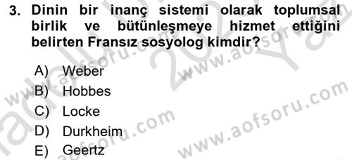 Mitoloji ve Din Dersi 2023 - 2024 Yılı Yaz Okulu Sınav Soruları 3. Soru
