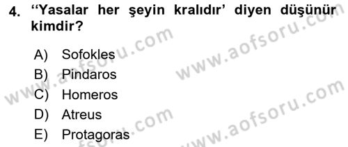 Mitoloji ve Din Dersi 2023 - 2024 Yılı Yaz Okulu Sınav Soruları 4. Soru