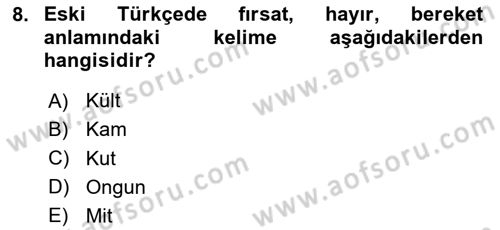 Mitoloji ve Din Dersi 2023 - 2024 Yılı Yaz Okulu Sınav Soruları 8. Soru