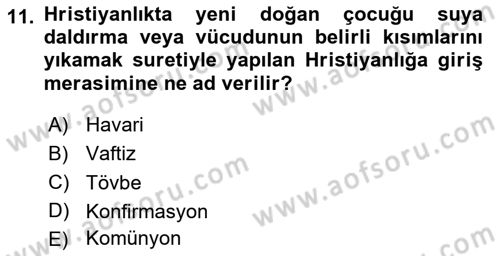 Mitoloji ve Din Dersi 2024 - 2025 Yılı (Final) Dönem Sonu Sınav Soruları 11. Soru