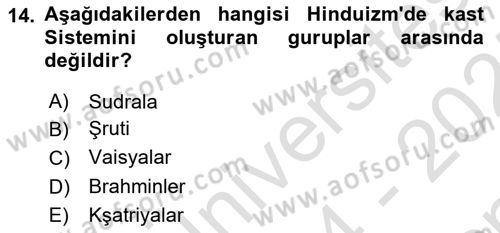 Mitoloji ve Din Dersi 2024 - 2025 Yılı (Final) Dönem Sonu Sınav Soruları 14. Soru