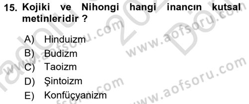 Mitoloji ve Din Dersi 2024 - 2025 Yılı (Final) Dönem Sonu Sınav Soruları 15. Soru