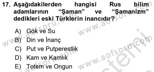 Mitoloji ve Din Dersi 2024 - 2025 Yılı (Final) Dönem Sonu Sınav Soruları 17. Soru
