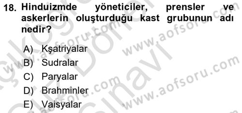 Mitoloji ve Din Dersi 2024 - 2025 Yılı (Final) Dönem Sonu Sınav Soruları 18. Soru