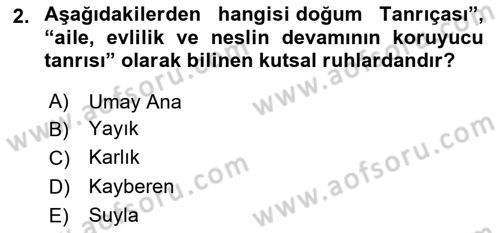 Mitoloji ve Din Dersi 2024 - 2025 Yılı (Final) Dönem Sonu Sınav Soruları 2. Soru