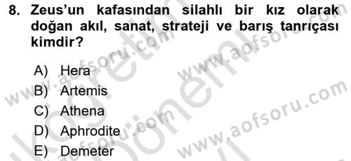 Mitoloji ve Din Dersi 2024 - 2025 Yılı (Final) Dönem Sonu Sınav Soruları 8. Soru