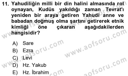 Mitoloji ve Din Dersi 2024 - 2025 Yılı Yaz Okulu Sınav Soruları 11. Soru