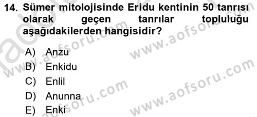 Mitoloji ve Din Dersi 2024 - 2025 Yılı Yaz Okulu Sınav Soruları 14. Soru