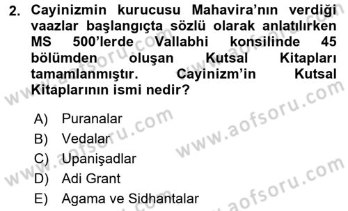 Mitoloji ve Din Dersi 2024 - 2025 Yılı Yaz Okulu Sınav Soruları 2. Soru