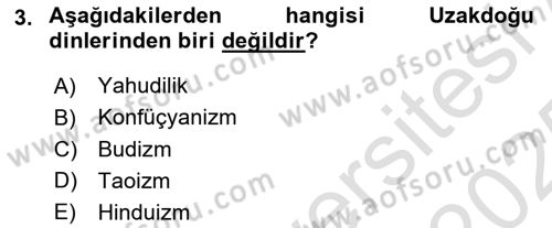 Mitoloji ve Din Dersi 2024 - 2025 Yılı Yaz Okulu Sınav Soruları 3. Soru